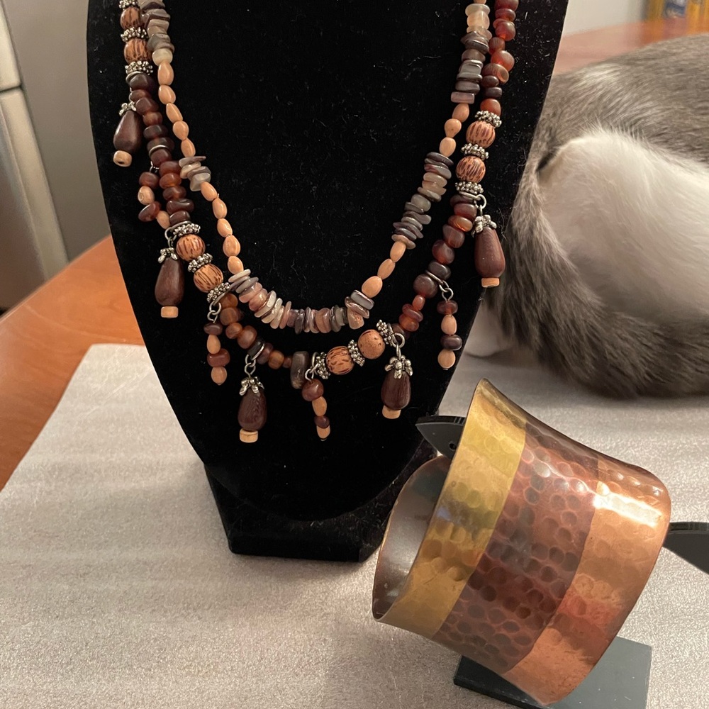TWO for ONE Price! Wooden Beaded Necklace & Cuff